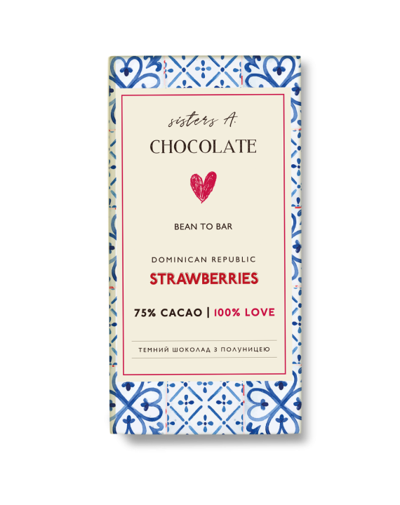 Шоколад 75% Домінікана полуниця+ваніль 60 г