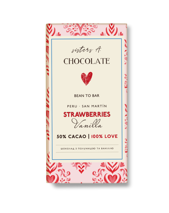 Шоколад 50%  Перу полуниця+ваніль 60 г