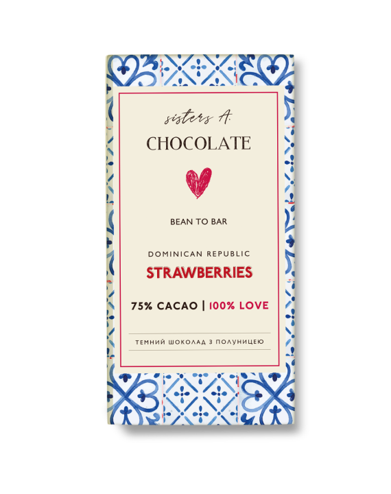 Шоколад 75% Домінікана полуниця+ваніль 60 г